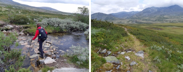 noorwegen-wandelreis-rondane-stripje2 wandelaar in ruig landschap in noorwegen